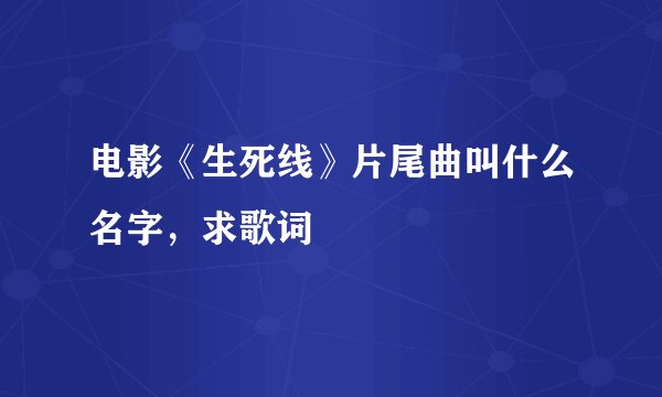 电影《生死线》片尾曲叫什么名字，求歌词