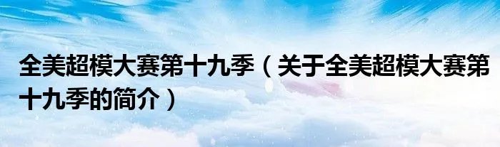 全美超模大赛第十九季(关于全美超模大赛第十九季的简介)
