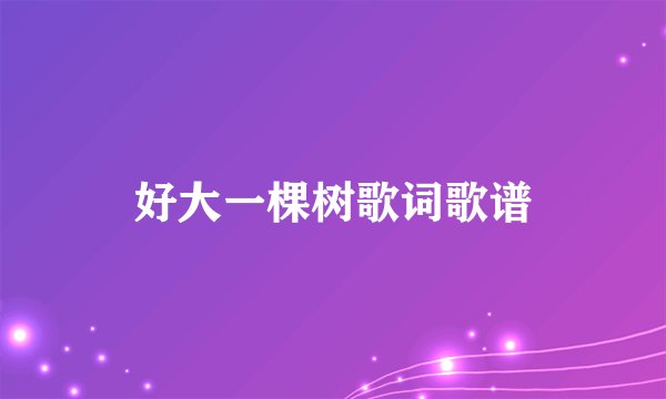 好大一棵树歌词歌谱