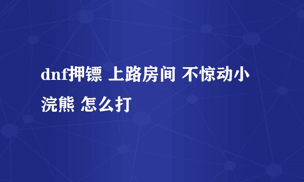dnf押镖 上路房间 不惊动小浣熊 怎么打