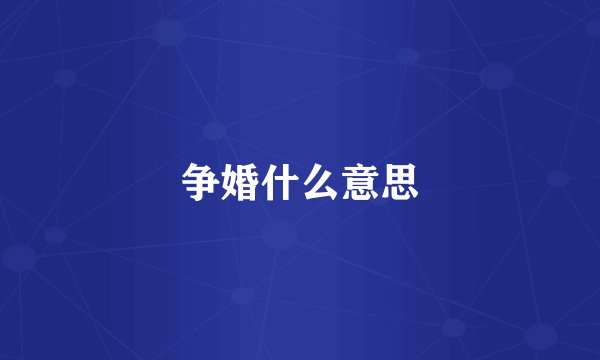 争婚什么意思
