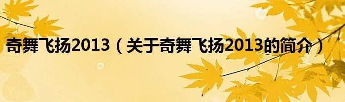 奇舞飞扬2013（关于奇舞飞扬2013的简介）