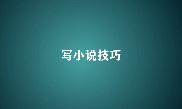 写小说技巧