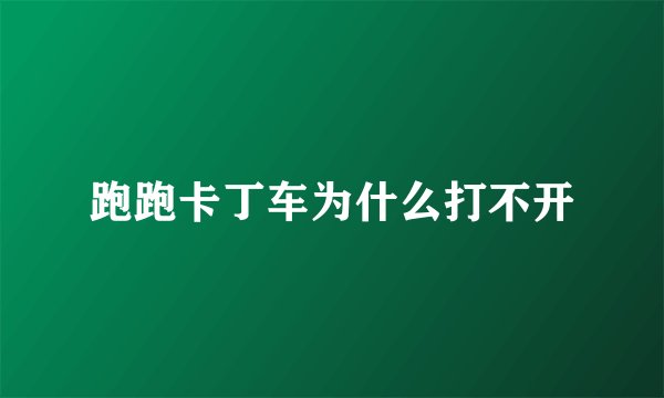 跑跑卡丁车为什么打不开
