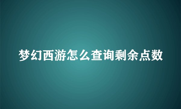 梦幻西游怎么查询剩余点数