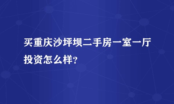 买重庆沙坪坝二手房一室一厅投资怎么样？