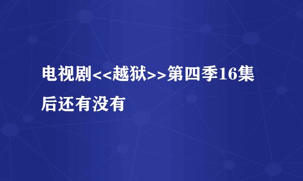 电视剧<<越狱>>第四季16集后还有没有