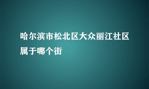 哈尔滨市松北区大众丽江社区属于哪个街