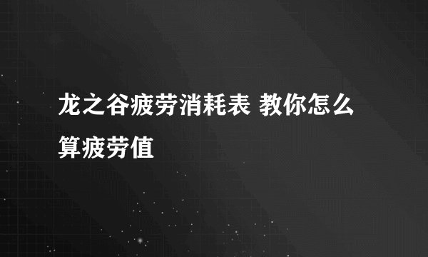 龙之谷疲劳消耗表 教你怎么算疲劳值