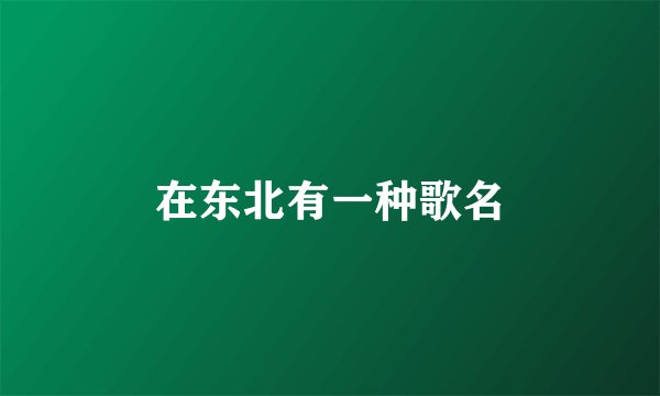 在东北有一种歌名