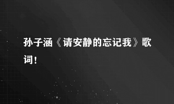 孙子涵《请安静的忘记我》歌词!