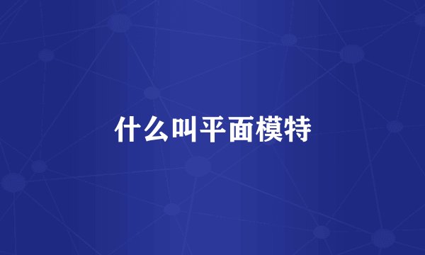 什么叫平面模特