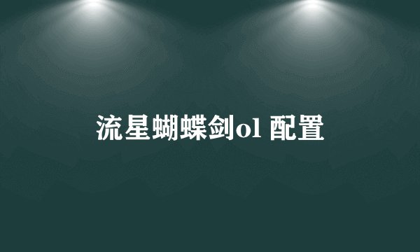 流星蝴蝶剑ol 配置