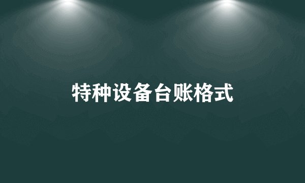 特种设备台账格式