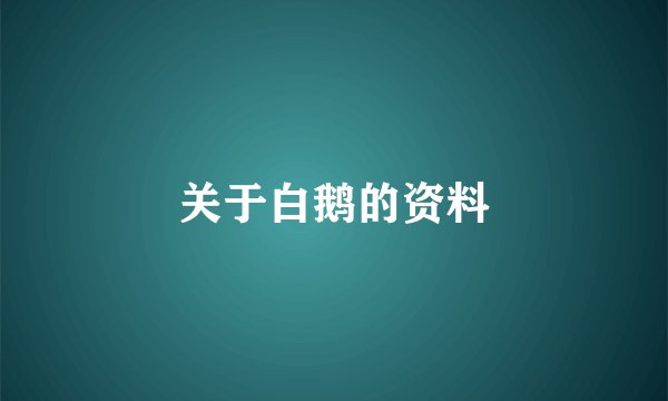 关于白鹅的资料