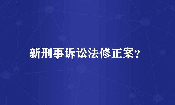 新刑事诉讼法修正案？