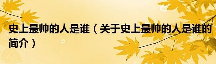 史上最帅的人是谁（关于史上最帅的人是谁的简介）