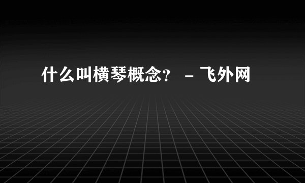 什么叫横琴概念？ - 飞外网