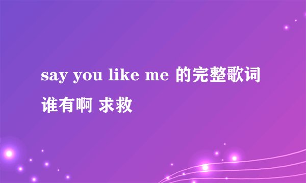 say you like me 的完整歌词谁有啊 求救
