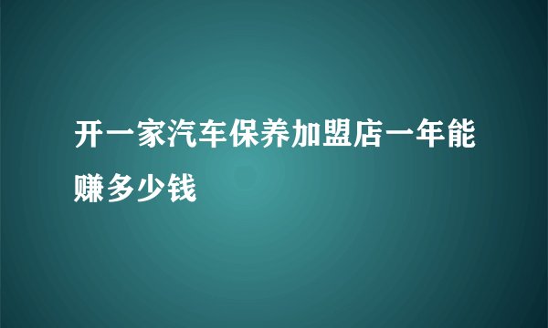 开一家汽车保养加盟店一年能赚多少钱