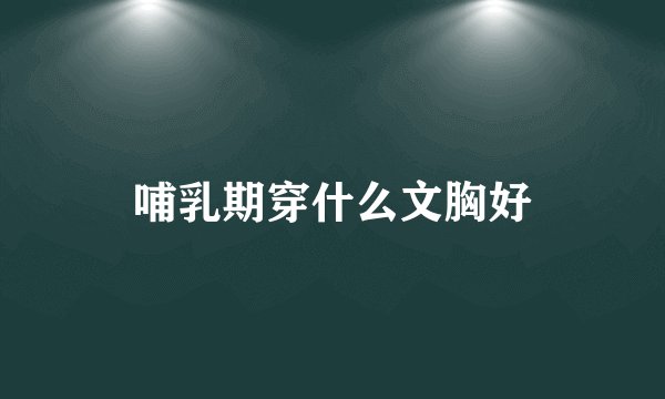 哺乳期穿什么文胸好