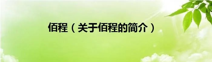 佰程（关于佰程的简介）