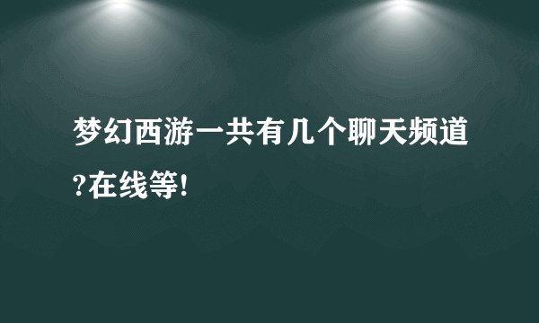 梦幻西游一共有几个聊天频道?在线等!