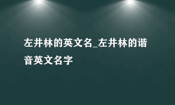 左井林的英文名_左井林的谐音英文名字