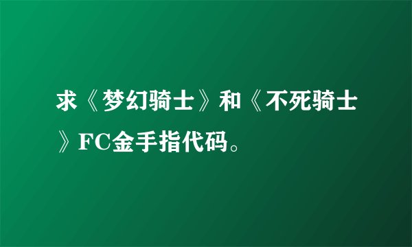 求《梦幻骑士》和《不死骑士》FC金手指代码。
