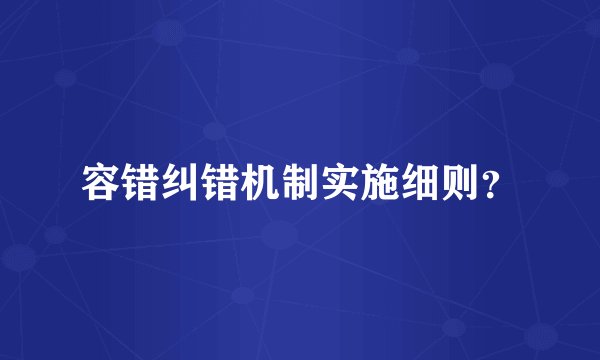 容错纠错机制实施细则?