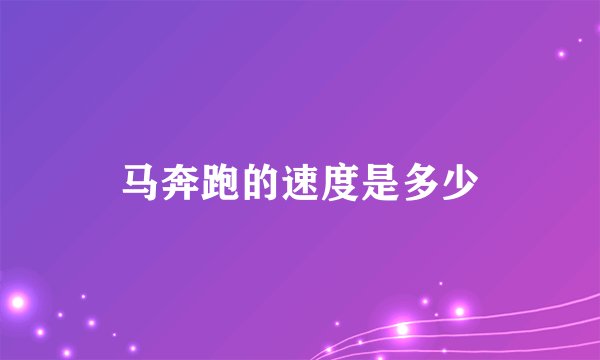 马奔跑的速度是多少