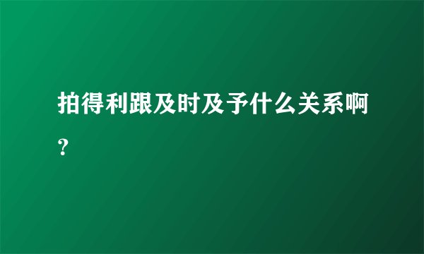 拍得利跟及时及予什么关系啊？