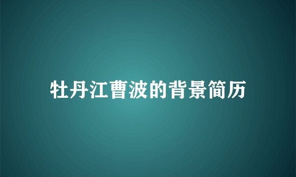 牡丹江曹波的背景简历