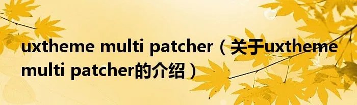 uxtheme multi patcher（关于uxtheme multi patcher的介绍）