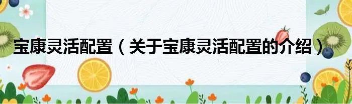 宝康灵活配置（关于宝康灵活配置的介绍）