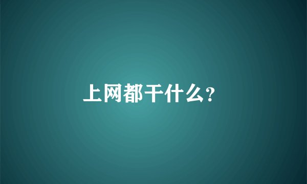 上网都干什么？