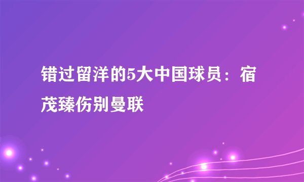错过留洋的5大中国球员：宿茂臻伤别曼联