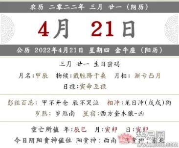 2022年农历三月二十一是什么日子几月几号？