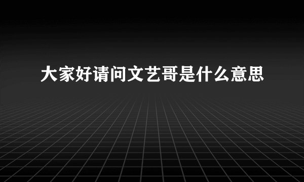 大家好请问文艺哥是什么意思