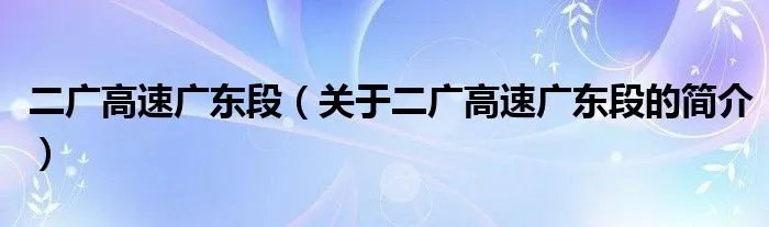 二广高速广东段（关于二广高速广东段的简介）