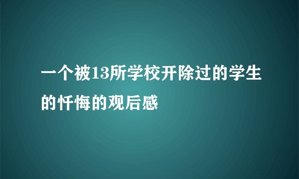 一个被13所学校开除过的学生的忏悔的观后感