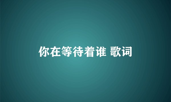 你在等待着谁 歌词