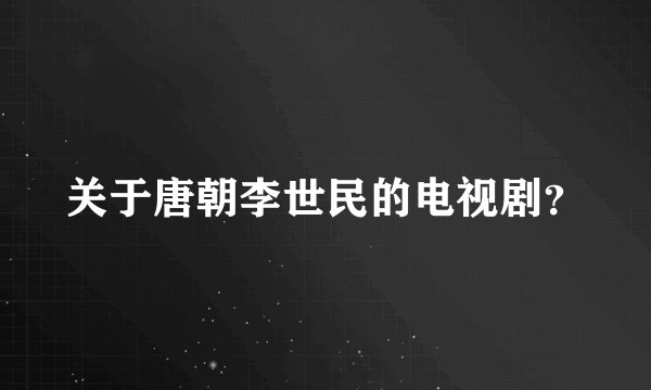 关于唐朝李世民的电视剧?