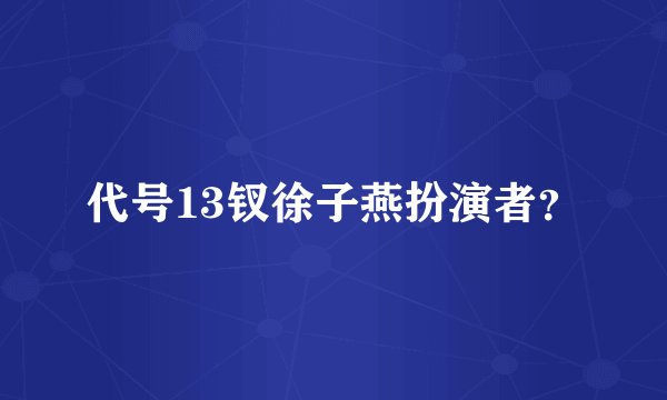 代号13钗徐子燕扮演者?