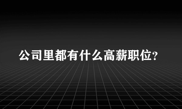 公司里都有什么高薪职位？