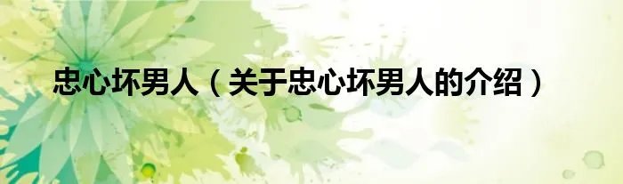 忠心坏男人（关于忠心坏男人的介绍）