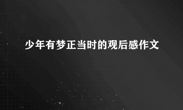 少年有梦正当时的观后感作文