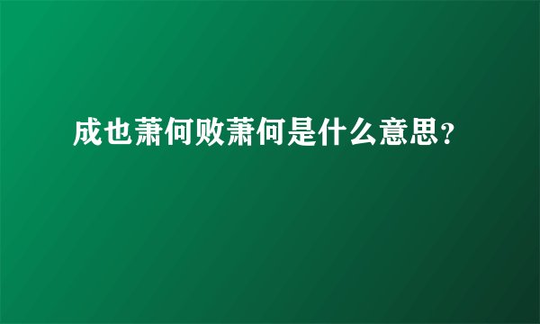 成也萧何败萧何是什么意思?