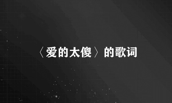 〈爱的太傻〉的歌词