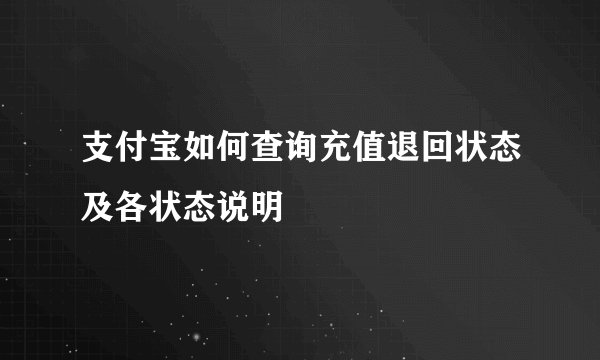 支付宝如何查询充值退回状态及各状态说明